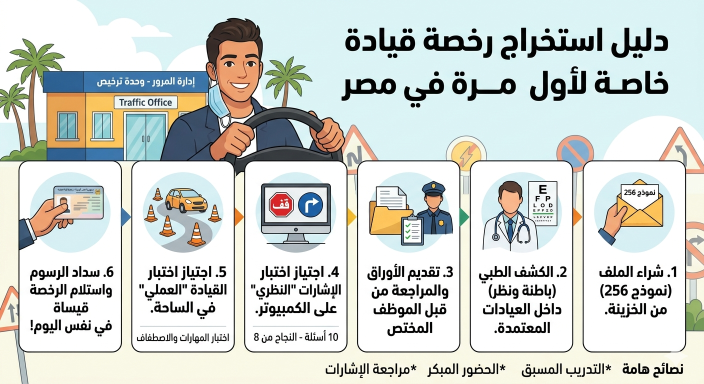 خطوات استخراج رخصة قيادة خاصة أول مره